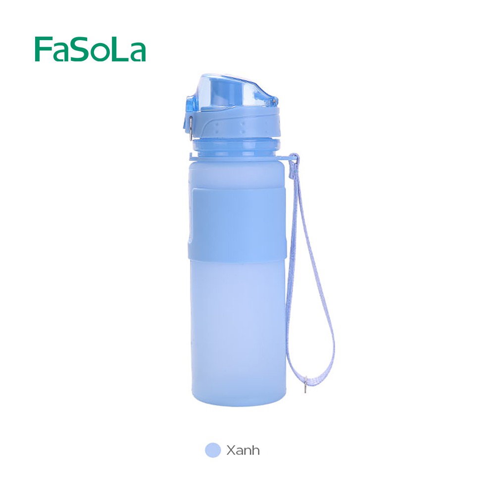 Bình nước thể thao 500ML silicone gấp gọn - Bình nước du lịch tiện lợi [FASOLA]