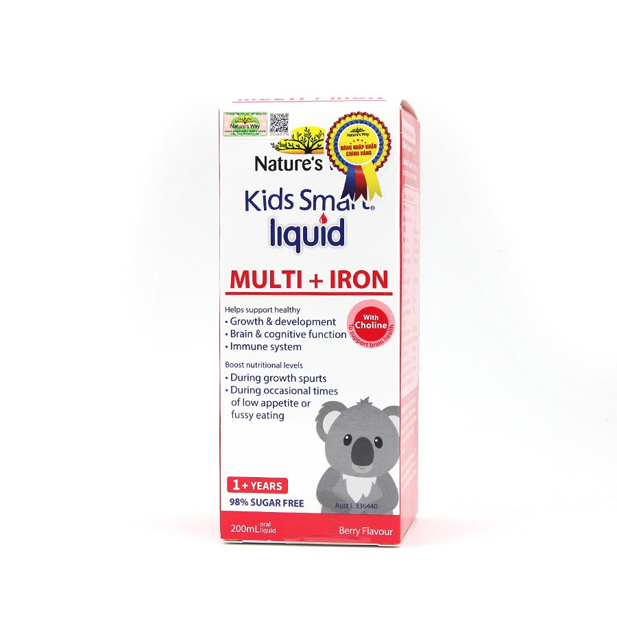 Siro bổ sung sắt và các vi chất cần thiết cho trẻ nhỏ Kids Smart Multi Iron Liquid Nature's Way 200ml