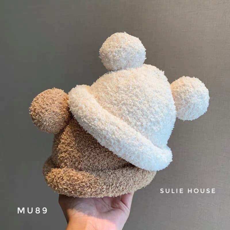Mũ len lông tai gấu tròn - MU89