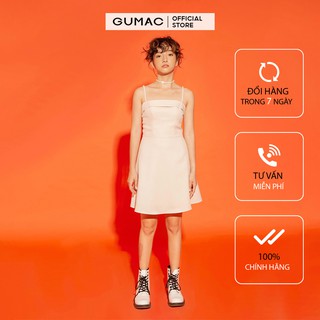 Đầm nữ cúp ngực GUMAC không tay, năng động màu kem đủ size DA12173