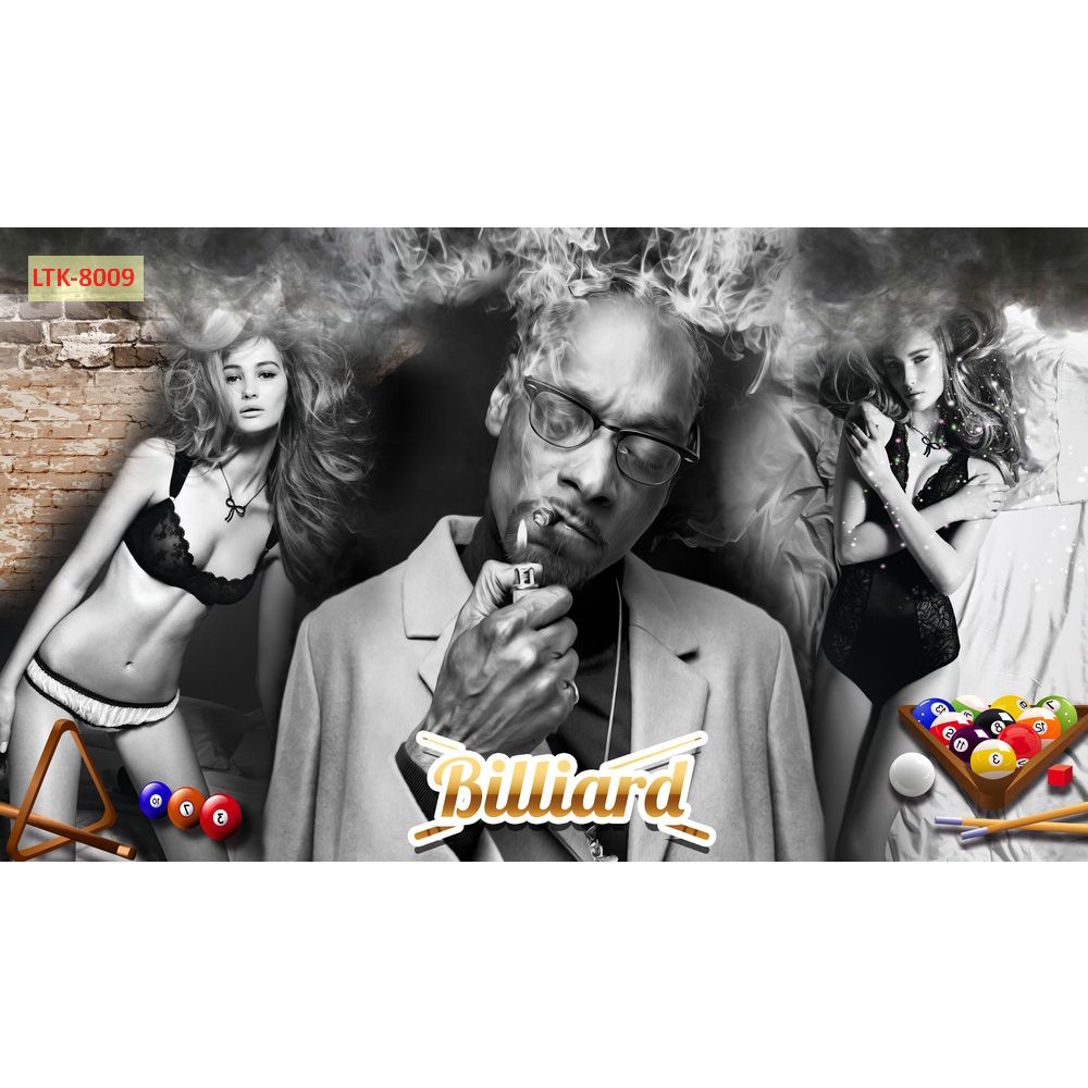 Tranh dán tường club Billiards 3D