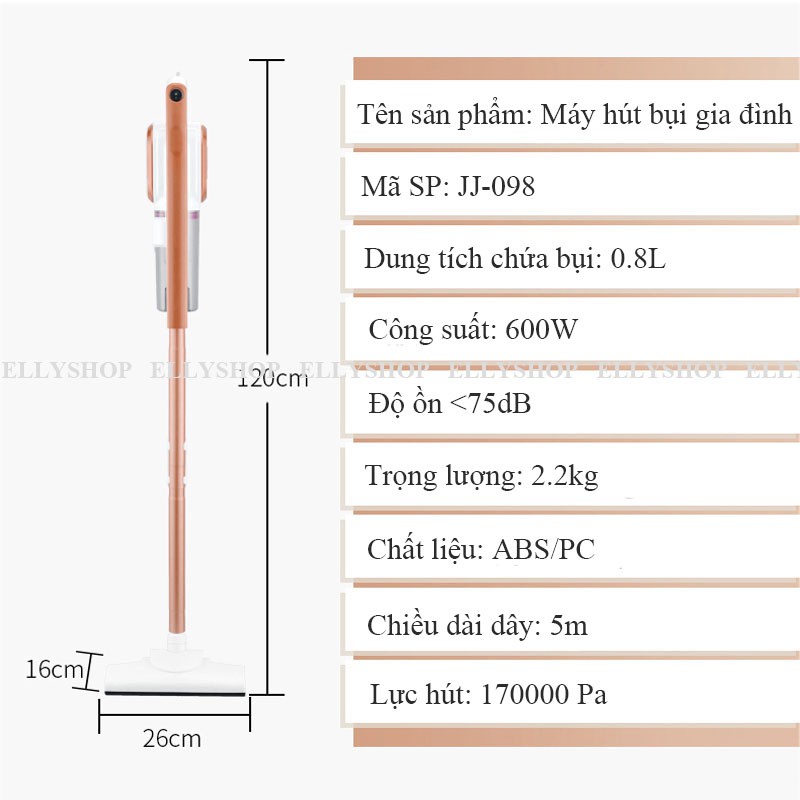 Máy hút bụi cầm tay gia đình CÁT Á 2 trong 1 thế hệ mới công suất 600W - Hút sạch mọi vị trí, có thể tháo rời đa năng