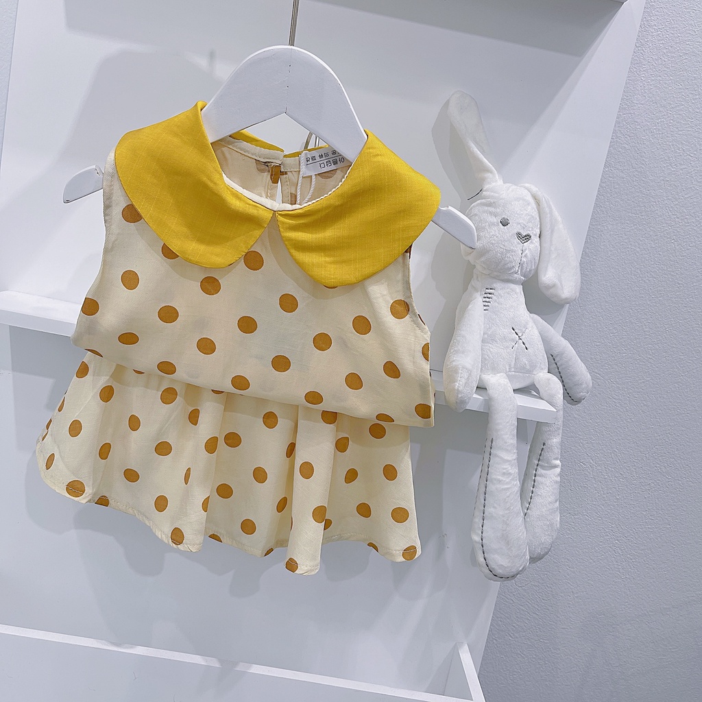 SET ÁO VÁY BÉ GÁI - CHẤM BI VÀNG
