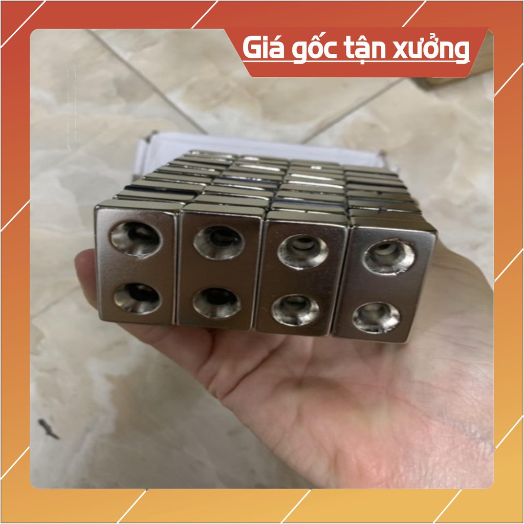 [Xả Kho] 2 viên nam châm 40*20*10mm, có 2 lỗ vát