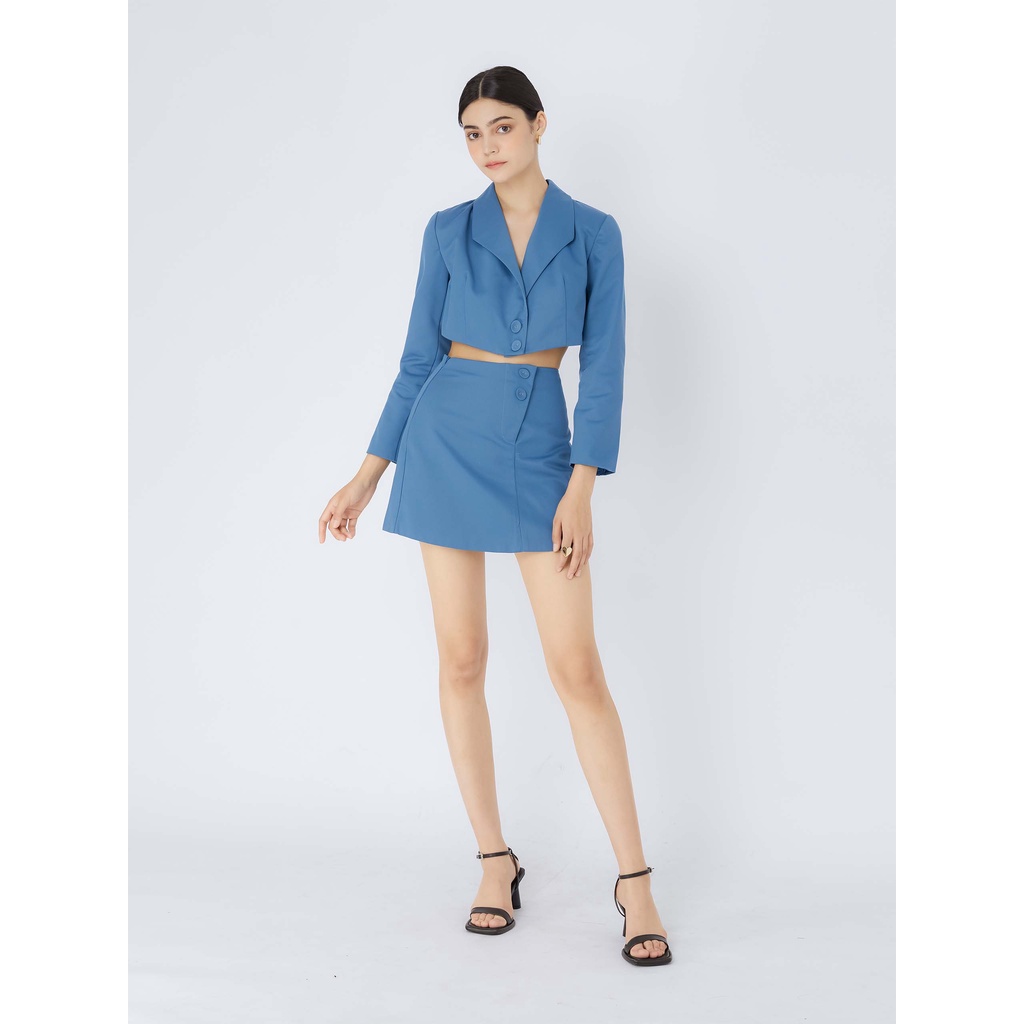 Set Nữ Chân Váy Aslant Baget , Chất Vải Cotton Lạnh Thoải Mái , WSD000268,SOMEHOW