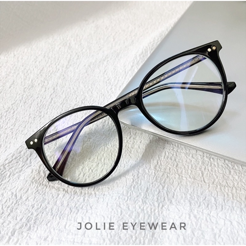 Gọng kính nam nữ bầu tròn lõi thép 2005 chống ánh sáng xanh, UV400, gọng nhựa dẻo Jolie eyewear- Lắp tròng theo yêu cầu