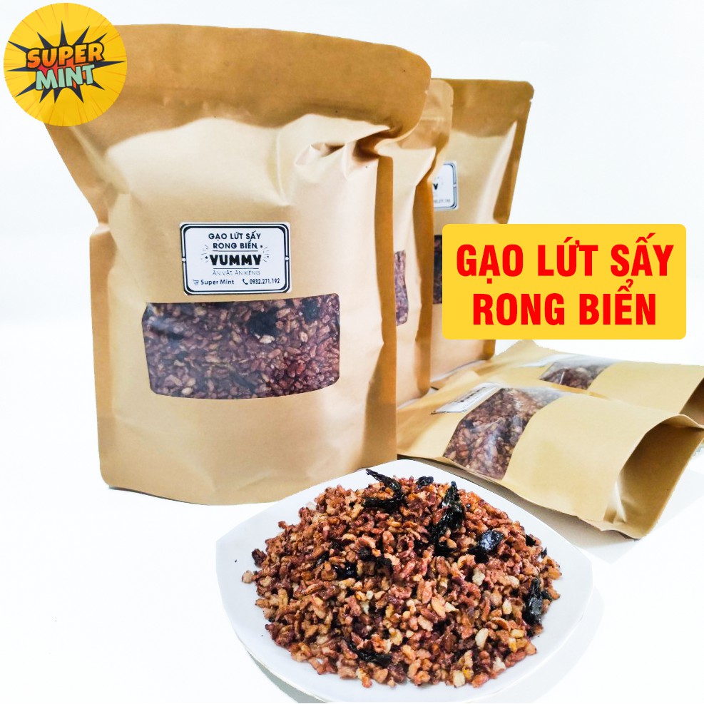 (loại đặc biêt) Gạo lứt sấy rong biển-gạo lứt sấy chà bông huyết rồng giòn thơm - nhẹ - nhiều 500g