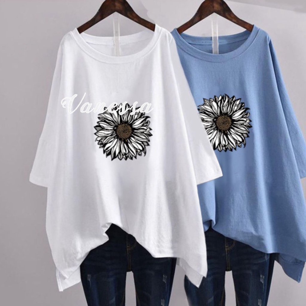 Áo thun freesize form rộng tay lỡ, áo phông unisex Vanessa Stylish in hình Hoa Hướng Dương