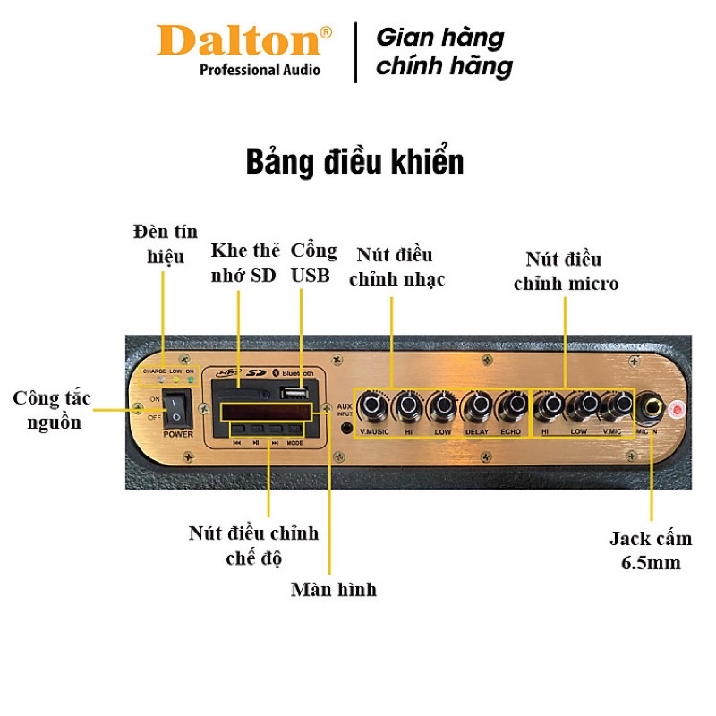 Loa kéo mini xách tay Dalton PS-K10A Luxury - Hàng Chính Hãng - Gia Khang Shop