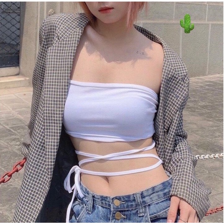 Áo Ống Buộc Dây Eo Mix Nhiều Kiểu Trắng Đen - Áo Quây Dây Cổ Buộc Sexy Body