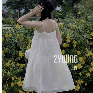 Đầm hai dây voan [2YOUNG] D1001 (ảnh thật)