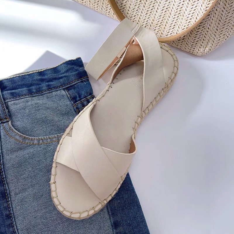Sandal da đế cói . xuất Anh