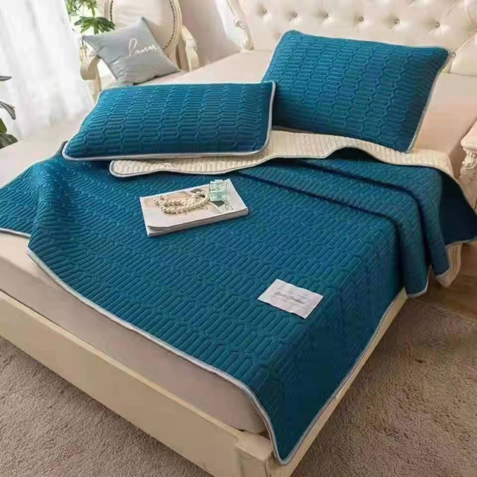 Chiếu điều hòa tencel latex NUA Fashion Bedding ga điều hòa cao su non kèm 2 vỏ gối hoạ tiết màu trơn m6/m8
