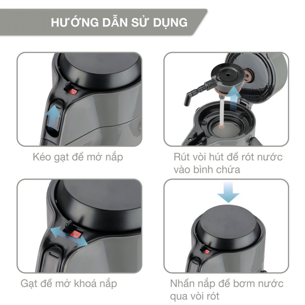 Bình giữ nhiệt nóng lạnh LEBENLANG Đức LBP569G 2.2L màu ghi xám - hàng chính hãng