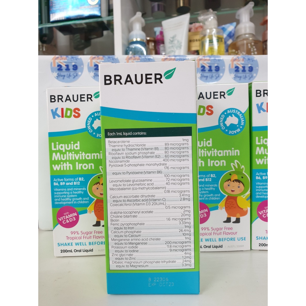 Brauer Kids Liquid Multivitamin With Iron 200ml - Brauer bổ sung vitamin và sắt
