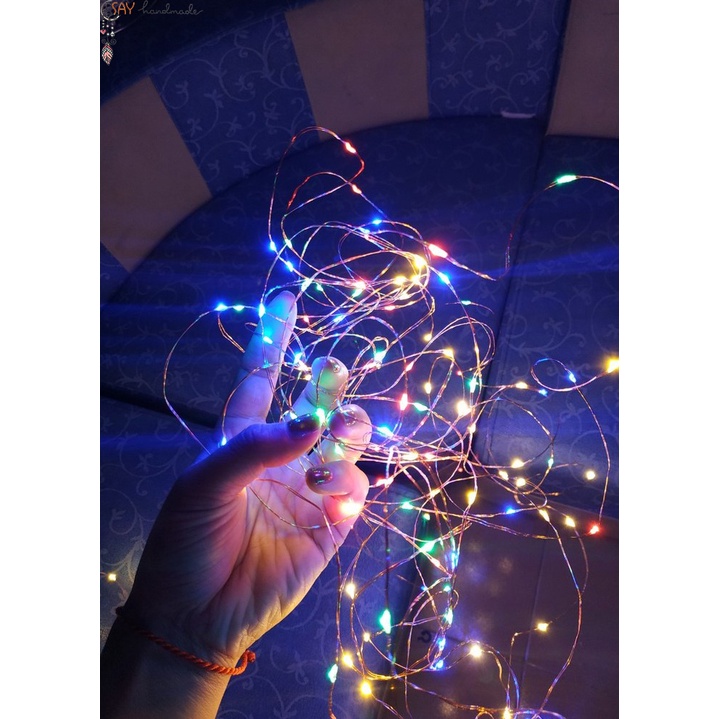 Đèn led đom đóm, dài 1m~5m, kèm pin, dùng pin nút, làm trang trí fairylight