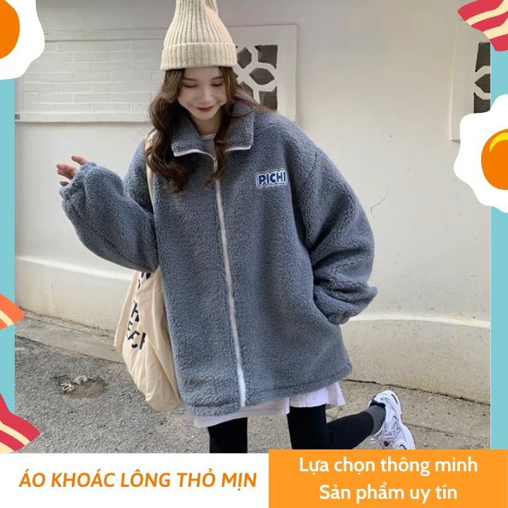 Áo khoác nữ cổ trụ lông thỏ 2 mặt mịn cực yêu [HÀNG SẴN] FREESHIP 🎉🎉 Dáng rộng, Freesize 40-60kg [CÓ ẢNH VÀ VIDEO THẬT] | BigBuy360 - bigbuy360.vn