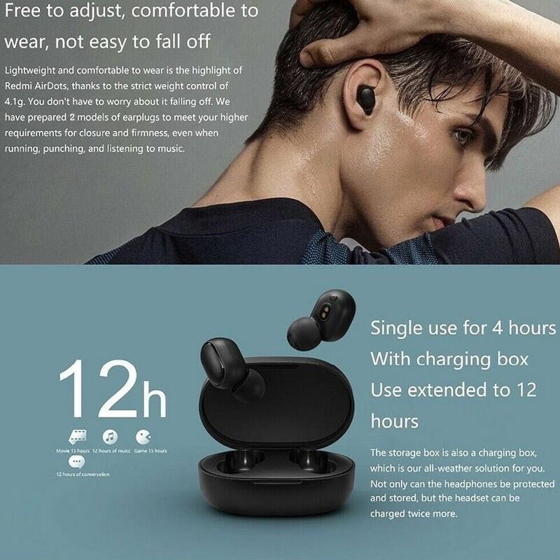 XiaoMi Airdots Mi True Bluetooth wireless headset Earbuds Basic Xiaomi Airdots S TWS Bluetooth 5.0 Earphone Stereo Bass with Mic Handsfree Earbuds Noise Reduction