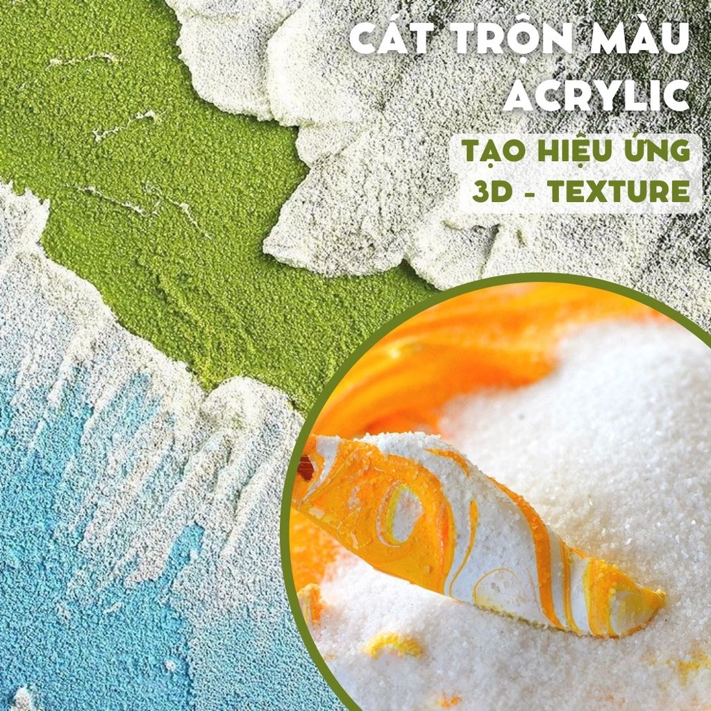 Cát Tạo Hiệu Ứng Đắp Nổi Trộn Màu Acrylic Hạt Mịn- Cát Thạch Anh Trắng Tạo Texture