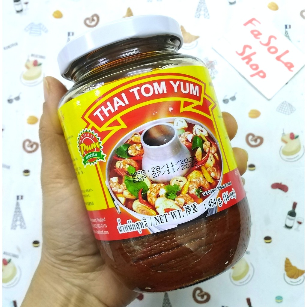 Sốt gia vị nấu lẩu Thái Lan MADAM PUM 454g tôm chua cay Thai Tom Yum paste