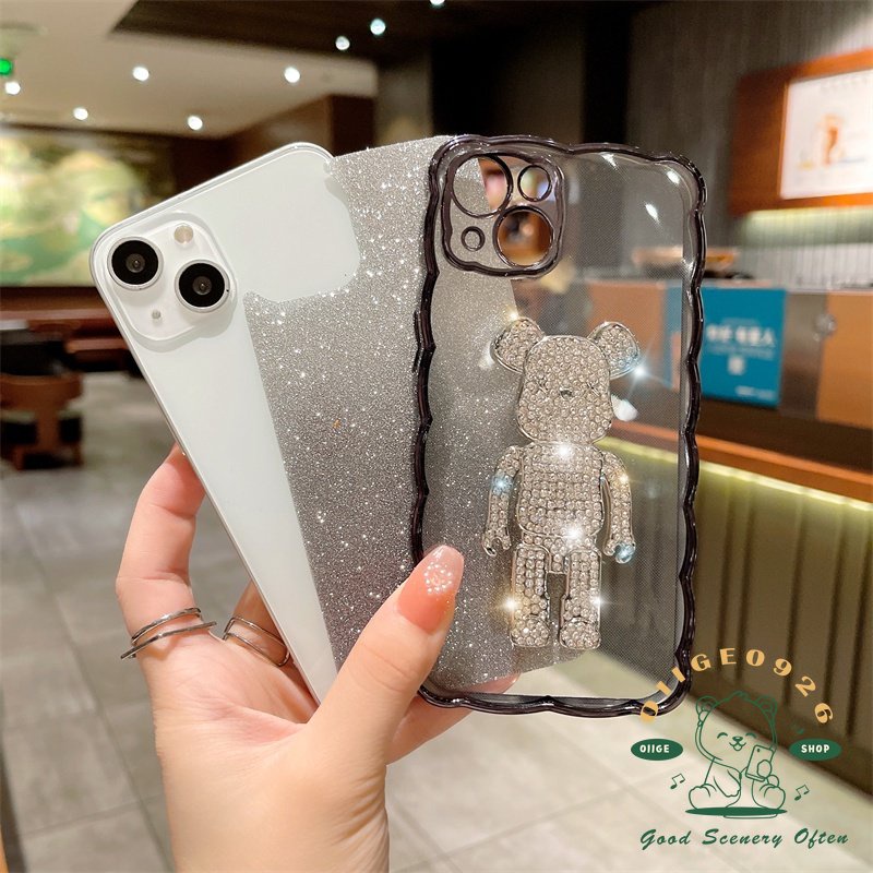 Mới Ốp Điện Thoại Viền Gợn Sóng Màu Gradient Lấp Lánh Cho iPhone 14 / 13 / 12 / 11 ProMax