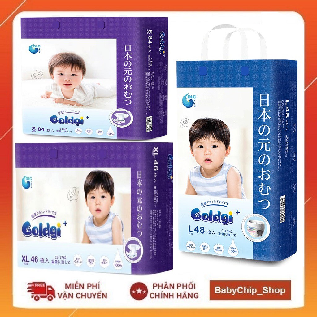 [Phiên Bản Mới] Bỉm Goldgi Dán Quần Đủ Size (Nb92/S84/M66/M60/L56/L48/XL46/XL44/XXL32)