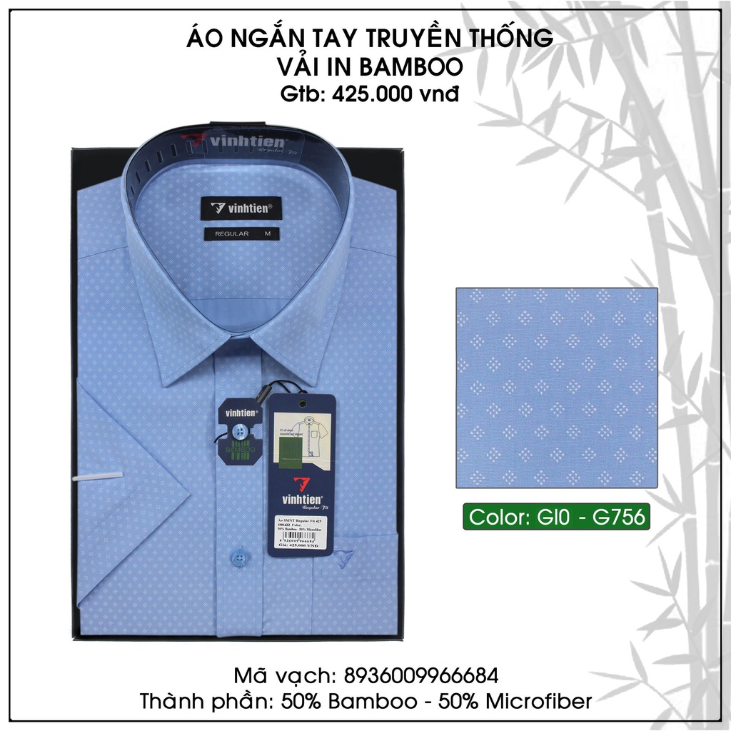 Áo Sơ Mi Ngắn Tay Vải Bamboo Vạt Ngang Form Regular Vĩnh Tiến 425 - Nhiều Màu