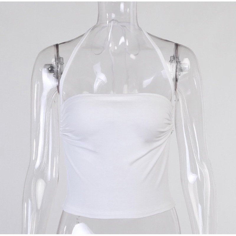 Áo Dây Thun Cột Cổ Thời Trang, [ADORABLE], Top BasicThun Cột Trắng Đen Hot Trend 2021 Ảnh Thật