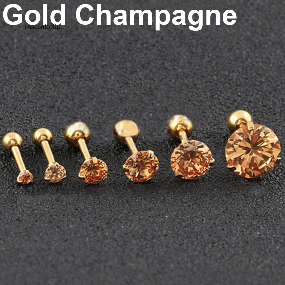 Set 2 Khuyên Tai 3 Chấu Bằng Thép Không Gỉ Cá Tính Thời Trang