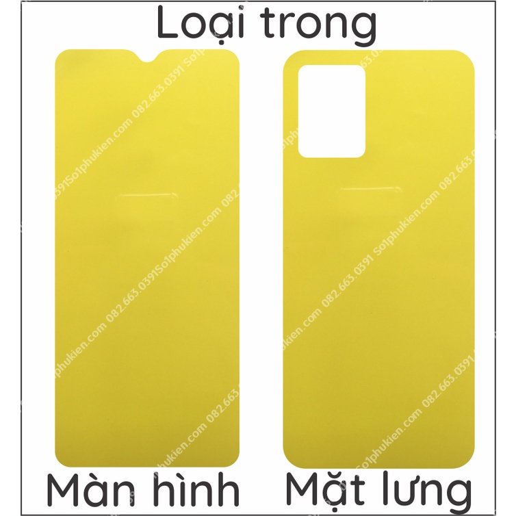 Dán PPF Vivo Y21 Y21s Y33S loại trong , nhám, da cá sấu dành cho màn hình, mặt lưng, full body lưng viền