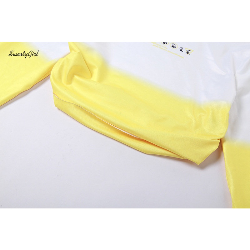 Áo Thun Crop Top Tay Dài Cổ Tròn Màu Vàng Tương Phản Thời Trang 2022 Quyến Rũ Cho Nữ