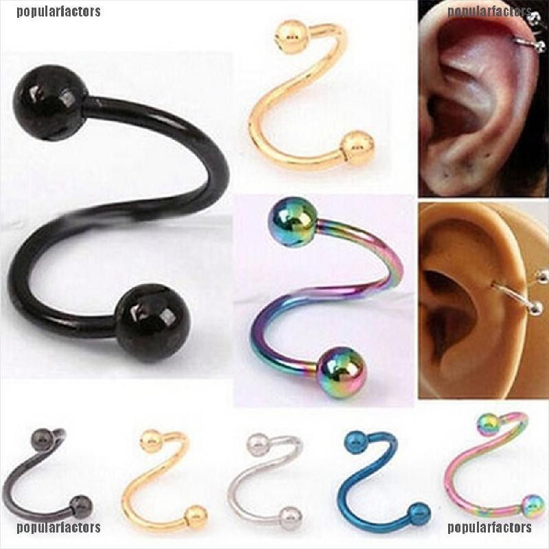 Khuyên mũi/ môi/ tai/ cơ thể dạng xoắn bằng thép không gỉ nhiều màu sắc thời trang