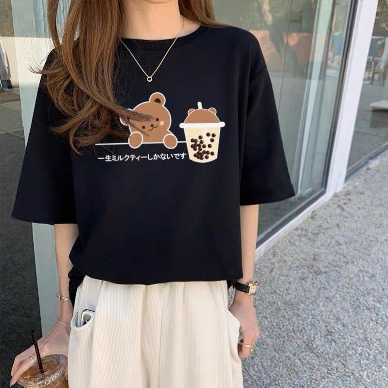 Áo phông thun unisex tay lỡ form rộng đẹp oversize nam nữ ulzzang GẤUTRÀSỮA KOMBOH A110 | BigBuy360 - bigbuy360.vn