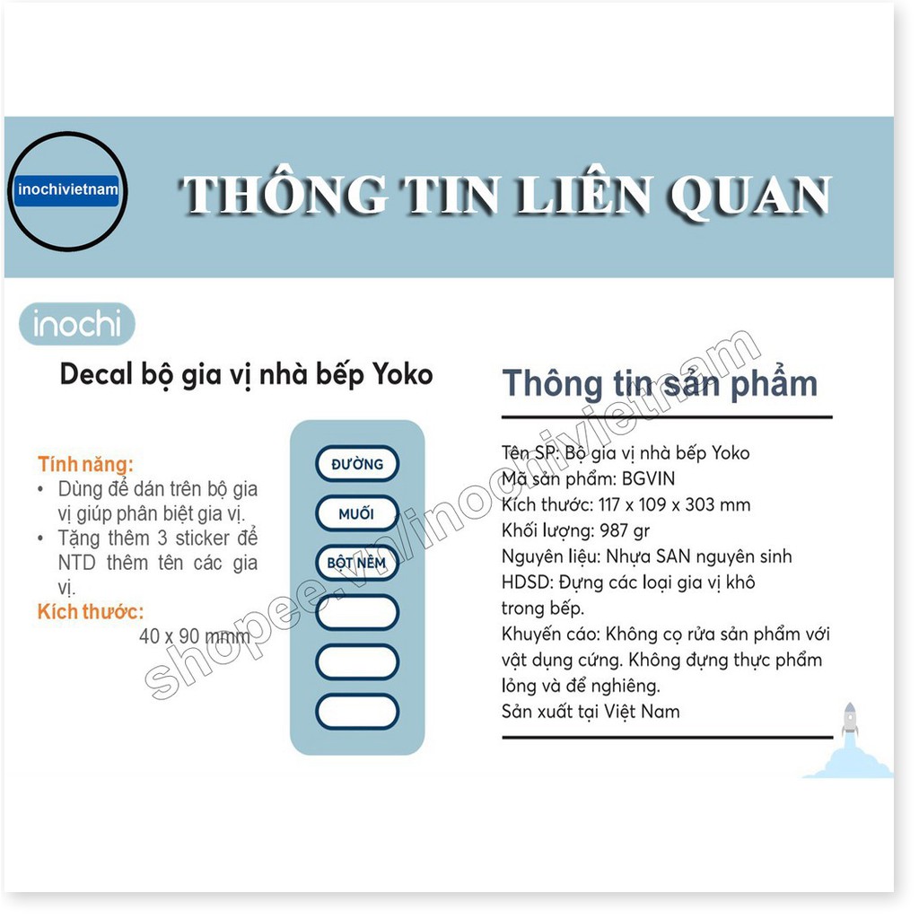 Bộ gia vị nhà bếp, Cao Cấp Yoko Nhật Bản thông minh Kháng Khuẩn Nắp Kín Sắp Xếp Linh Hoạt BGVIN