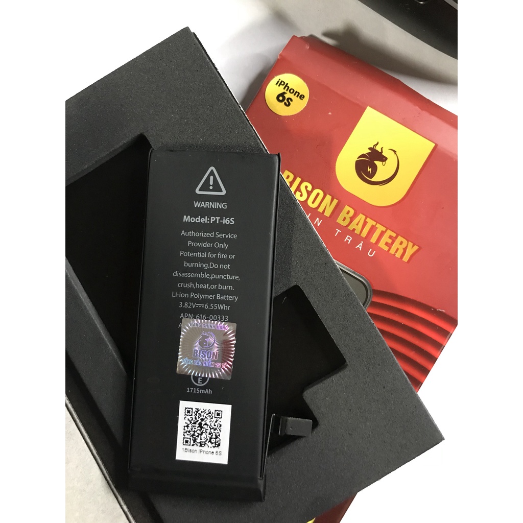 Pin táo Bison dung lượng chuẩn cho 5/5S/5SE/6/6S/6P/6SP/7/8/7P/8P/X/XS/Xsm/XR/11/11Pro/11PRomax- Bảo hành 12 tháng