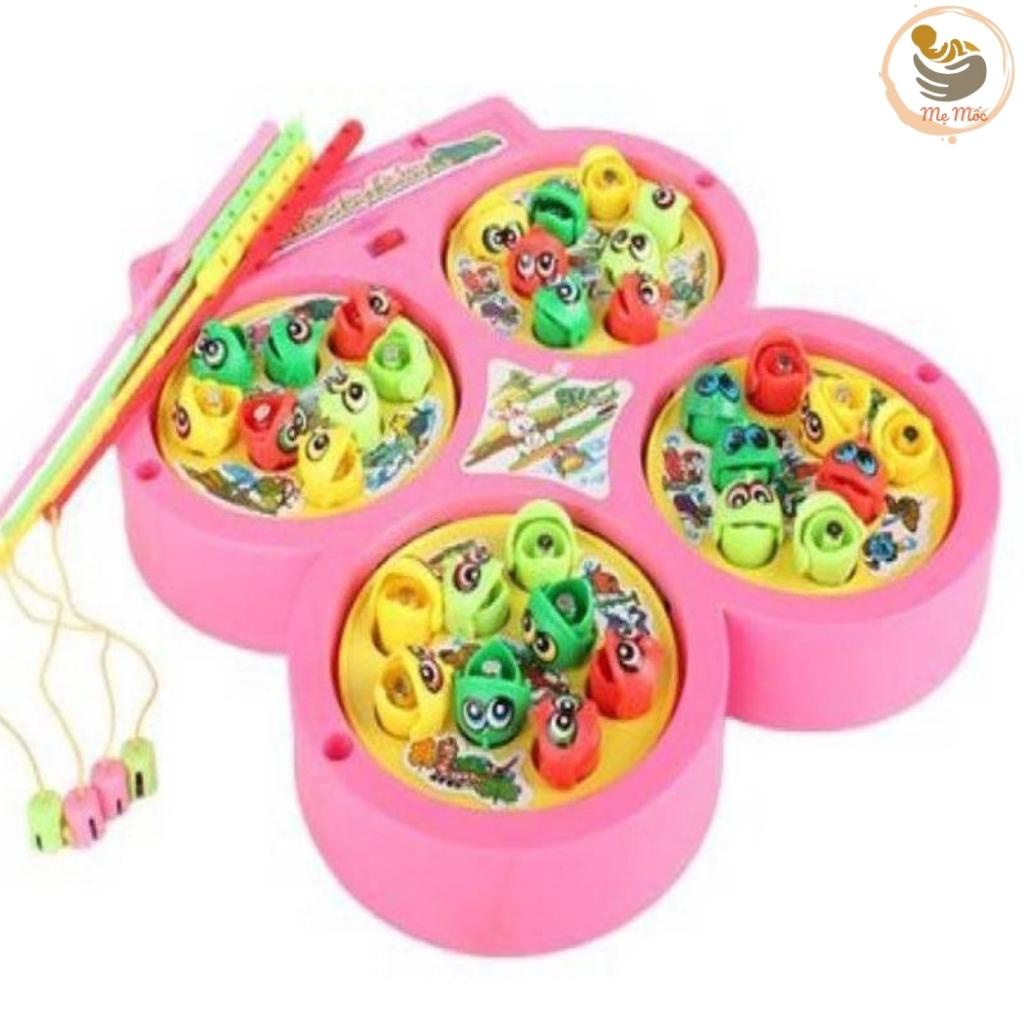 Đồ Chơi Câu Cá Nam Châm 4 Hồ 4 Cần Có Nhạc Vui Tai Chạy Pin AA Xoay 360 Độ Chất Liệu Nhựa An Toàn Shop Mẹ Mốc