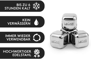 Set 8 viên đá inox, đá vĩnh cửu LACARI ( kèm 1 cây gắp)