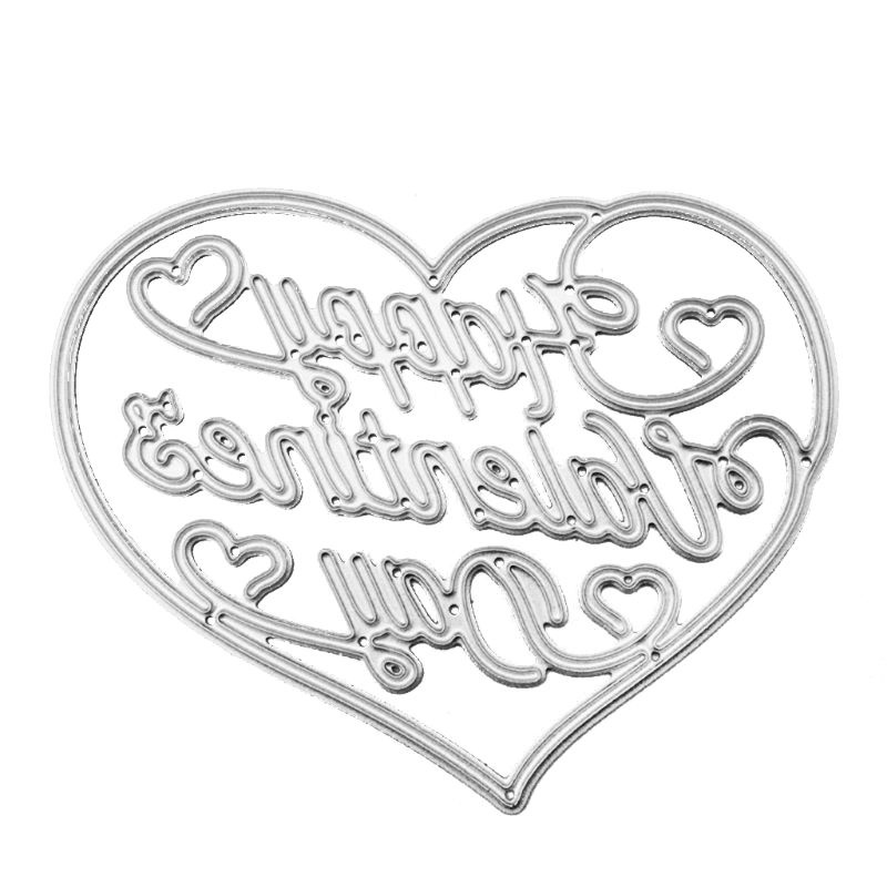 Khuôn Cắt Giấy Làm Từ Kim Loại Hình Trái Tim Happy Valentines Trang Trí Scrapbook