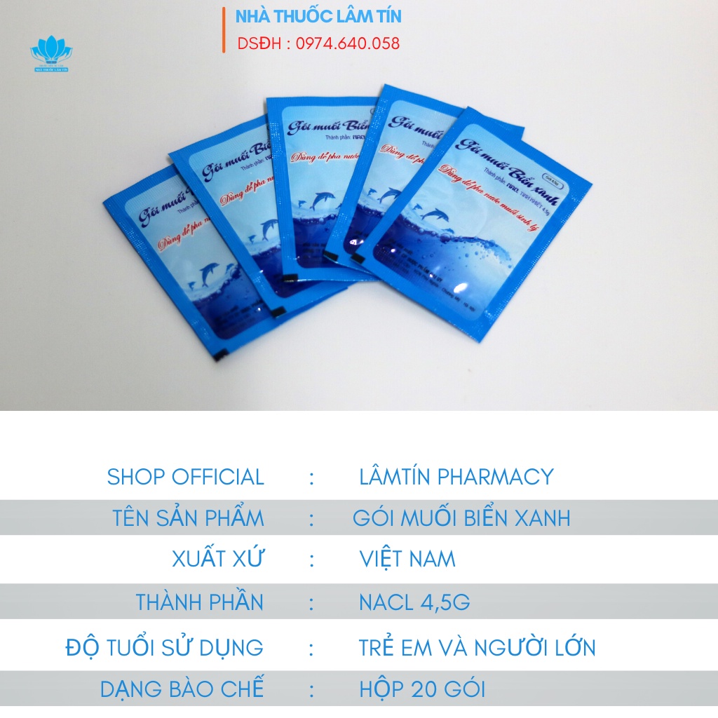 Muối rửa mũi xoang súc miệng biển xanh cao cấp hàng chính hãng ( 1 hộp 20 gói* 4.5g )