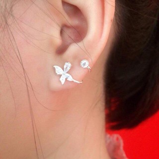 Bạc chuẩn. Bông tai bướm giả 2 lỗ