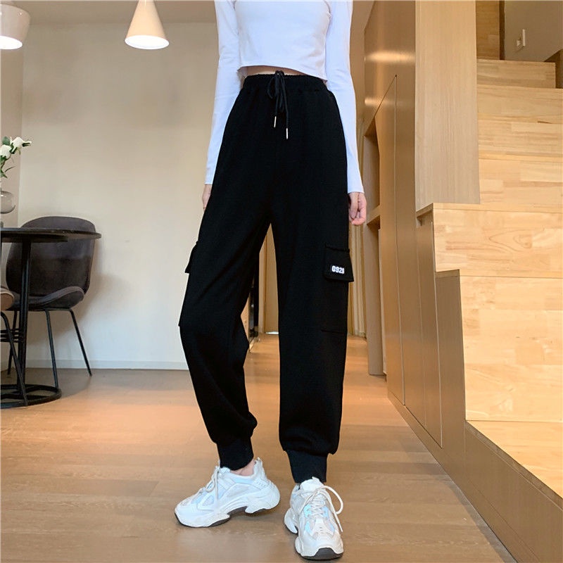 NRVP Quần jogger nữ dài lưng cao thời trang Hàn Quốc