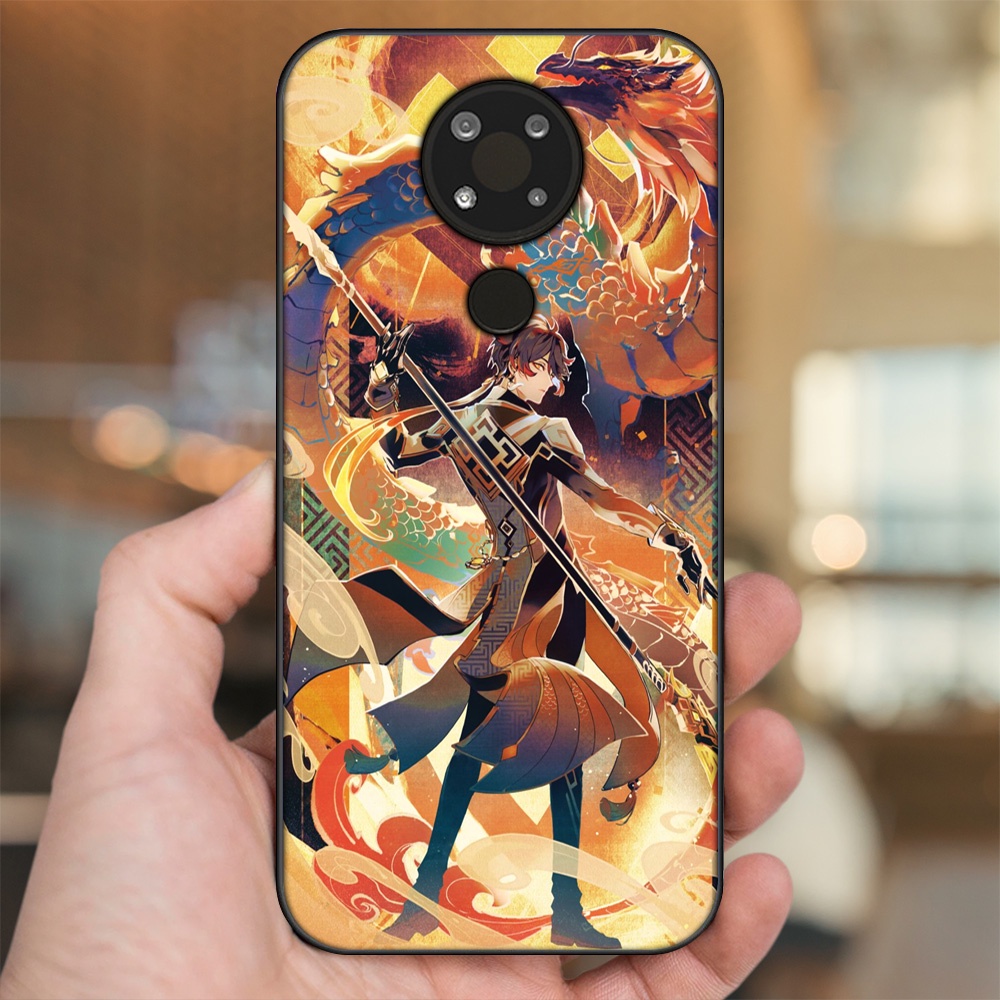 Ốp lưng Nokia 3.4 viền đen in hình Zhongli Genshin Impact