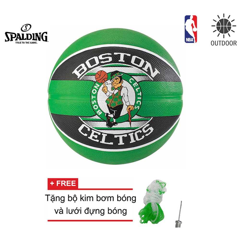 Bóng rổ Spalding NBA Team Boston Celtics Outdoor size 7 + Tặng bộ kim bơm bóng và lưới đựng bóng