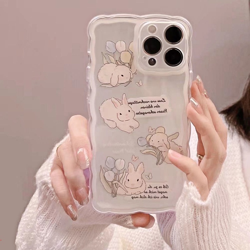 Ốp Điện Thoại Silicon Mềm Trong Suốt In Hình Thỏ Dễ Thương Cho Iphone 11 12 13 Pro MAX 7 8 Plus XR X XS MAX 12 Pro