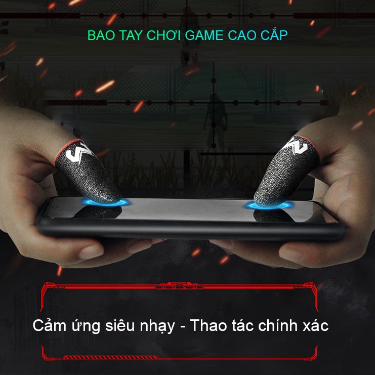 Găng tay chơi game MEMO chống mồi hôi ngón tay, bao tay cảm ứng 2 ngón chơi Liên Quân mobile FF PUBG ROS trên điện thoại