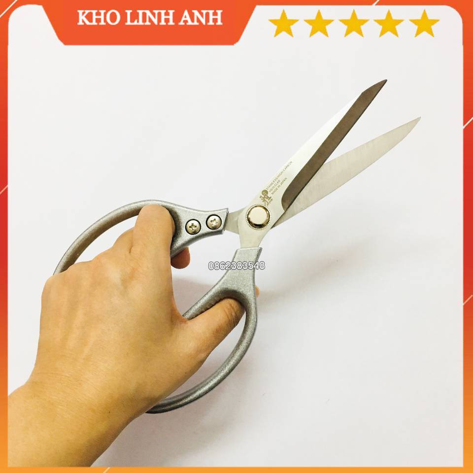 Kéo cắt đa năng Nhật nội địa 24cm, lưỡi dài 12cm xịn, siêu sắc, cắt gà, xương, cắt thức ăn, cắt tỉa cây cảnh