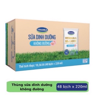 Sữa tiệt trùng Vinamilk không đường 220ml Thùng 48 Bịch