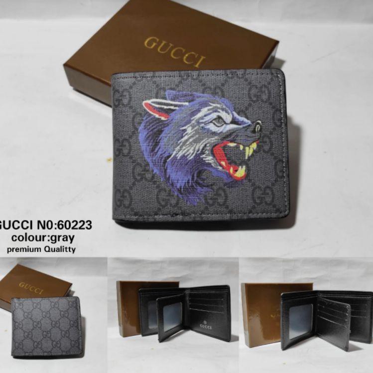 Ví Ngắn Gucci 60223 In Hình Sói / Hổ Cá Tính