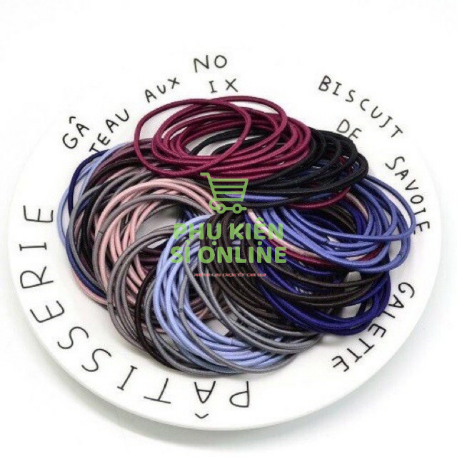 COMBO 100 chun buộc tóc mix 5 màu - thun cột tóc trơn nhiều màu cho bạn gái Store4girls