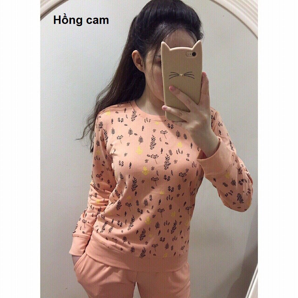 Bộ đồ mặc nhà nỉ da cá hoa nhí hàng loại 1_4 mầu